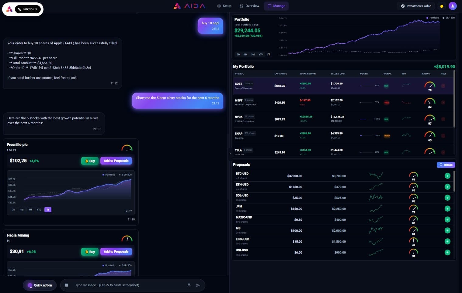 AIDA Trade Platform - Customized Investment Path